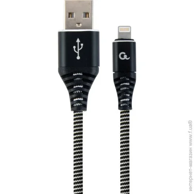  Cablexpert Premium Cotton Braided Micro-USB Silver/White 1m (CC-USB2B-AMMBM-1M-BW2)