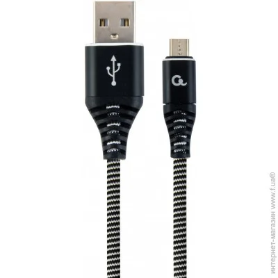  Cablexpert Premium Cotton Braided Micro-USB Black/White 2m (CC-USB2B-AMMBM-2M-BW)