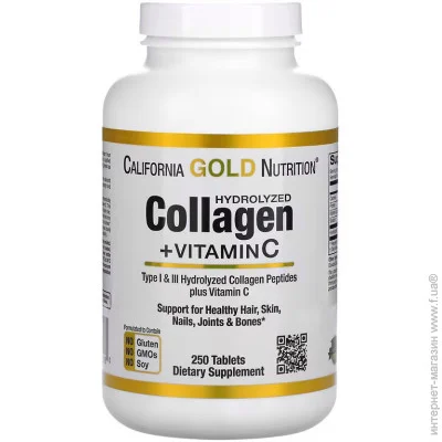        California Gold Nutrition Hydrolyzed Collagen +  Vitamin C, 250 