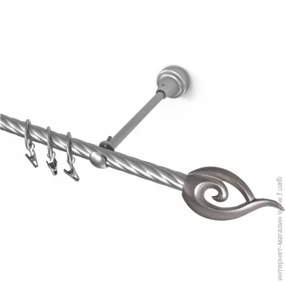 Cardinal Комплект карниза Галея витая штанга d19 160 см сатин никель Cardinal Комплект карниза Галея витая штанга d19 160 см сатин никель