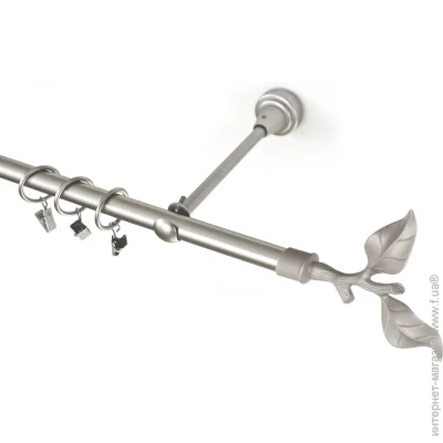 Cardinal Комплект карнизу Аркуш троянди d19 200 см сатин нікель Cardinal Комплект карнизу Аркуш троянди d19 200 см сатин нікель