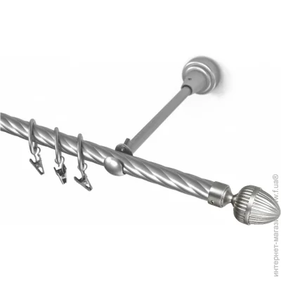 Cardinal Комплект карниза Одеон витая штанга d19 200 см сатин никель Cardinal Комплект карниза Одеон витая штанга d19 200 см сатин никель