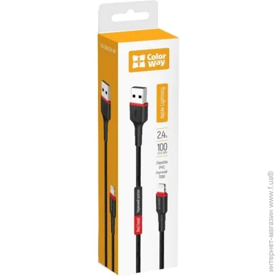  Colorway USB 2.0 AM to Lightning 1.0m 2.4 black (CW-CBUL064-BK)