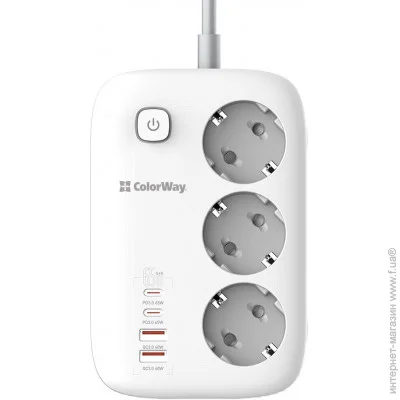 - Colorway  ColorWay 3 /4USB GaN3 Pro PD (2USB-A + 2 TYPE-C) (65W) White 2M (CW-CHE34PDW)