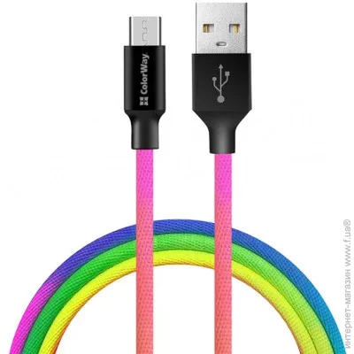  Colorway USB 2.0 AM to Micro 5P 1.0m multicolor (CW-CBUM017-MC)