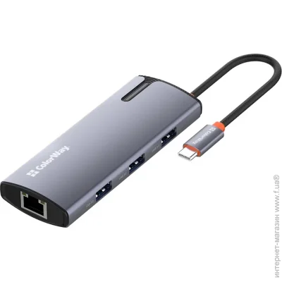 USB- Colorway USB-C 6--1 Type C PD 100W/USB3.03/USB2.0/RJ45 (CW-HUB03)