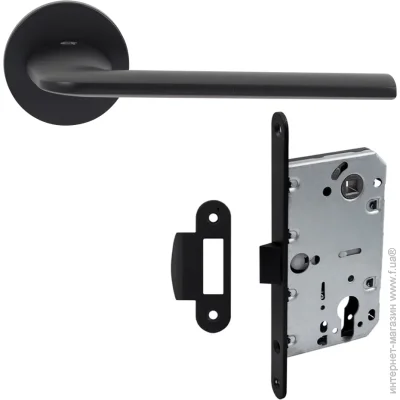 Comit Комплект фурнітури циліндровий SUPER 85 мм матовий чорний/чорний без петель Comit Комплект фурнітури циліндровий SUPER 85 мм матовий чорний/чорний без петель