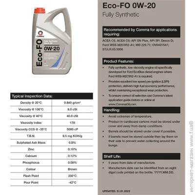   Comma ECO-FO 0W-20 1 (ECOFO1L)