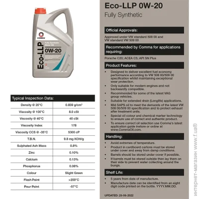   Comma ECO-LLP 0W-20 1 (ECOLLP1L)