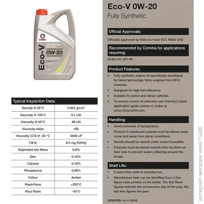   Comma ECO-V 0W-20 1 (ECOV1L)