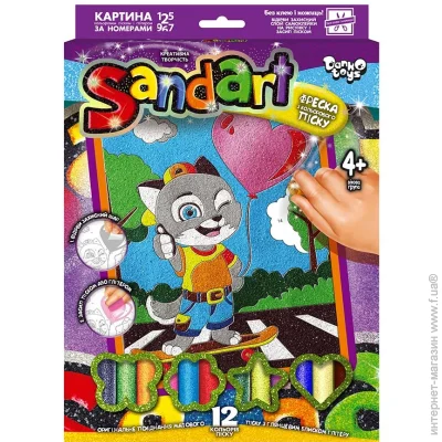 Danko Toys Набор для творчества фреска из цветного песка SandArt Котик (SA-02-05U) Danko Toys Набор для творчества фреска из цветного песка SandArt Котик (SA-02-05U)