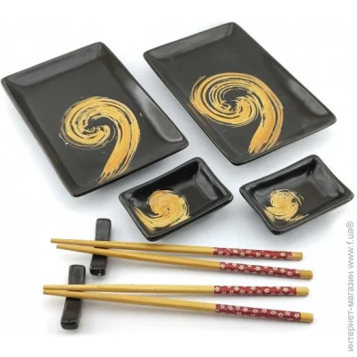 Darshan Набір для Суші 28х28x3.5 см Blacky Сервіз (Посуд) 2 Персони (34281p) Darshan Набір для Суші 28х28x3.5 см Blacky Сервіз (Посуд) 2 Персони (34281p)