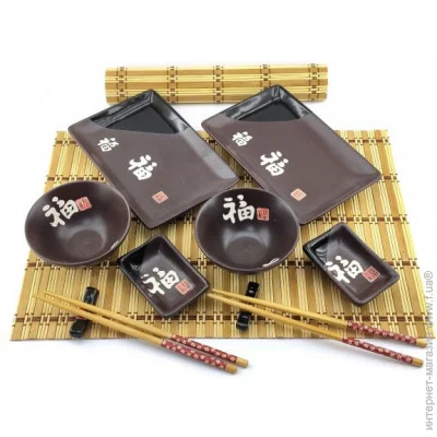 Darshan Набір для Суші 39х27,5х5,5 см Brown Сервіз (Посуд) 2 Персони (34282e) Darshan Набір для Суші 39х27,5х5,5 см Brown Сервіз (Посуд) 2 Персони (34282e)