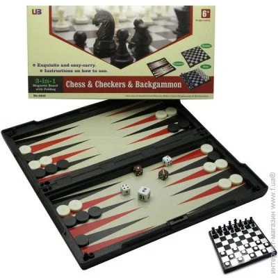 Настільна гра Darshan Ігровий набір магнітний 3 в 1 (Шахи,шашки,нарди)(32х32х2 см) 19312 Настільна гра Darshan Ігровий набір магнітний 3 в 1 (Шахи,шашки,нарди)(32х32х2 см) 19312