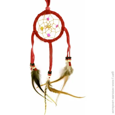 Darshan Ловець Снов (Амулет) Червоний D-6 см H-27 см (32680) Darshan Ловець Снов (Амулет) Червоний D-6 см H-27 см (32680)