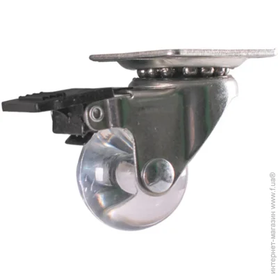 DC Ролик мебельный d35 мм полиуретановый с пластиной и тормозом DC Ролик мебельный d35 мм полиуретановый с пластиной и тормозом