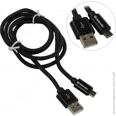  Defender USB08-03T PRO USB2.0 AM-MicroBM 1m Black (87802)