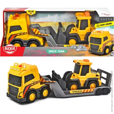 Dickie Toys Набор машинок Грузовик Вольво с погрузчиком 3725009 Dickie Toys Набор машинок Грузовик Вольво с погрузчиком 3725009