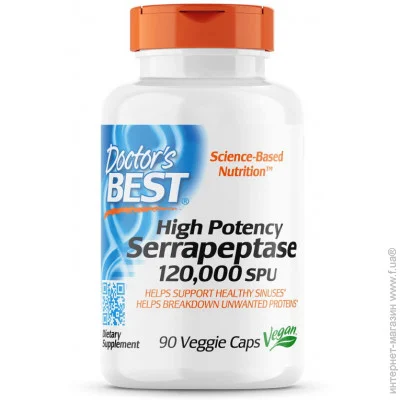   Doctor`S Best   Doctor"s Best Serrapeptase 120000 SPU High Potency, 90 