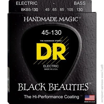   Dr Strings   - DR BKB5-130 Black Beauties K3 Coated Medium Bass 5-Strings 45-130