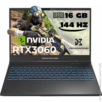  Dream Machines RG3060-15 15.6FHD IPS 144Hz/Intel i7-11800H/16/1024F/NVD3060-6/DOS (RG3060-15UA26)