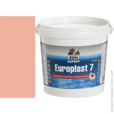 Dufa Краска латексная водоэмульсионная Europlast 7 DE 107 шелковистый мат VN 2187 Розовые мечты 1л Dufa Краска латексная водоэмульсионная Europlast 7 DE 107 шелковистый мат VN 2187 Розовые мечты 1л