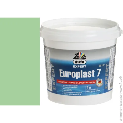 Dufa Краска латексная водоэмульсионная Europlast 7 DE 107 шелковистый мат VN 2578 Зеленые листья 1л Dufa Краска латексная водоэмульсионная Europlast 7 DE 107 шелковистый мат VN 2578 Зеленые листья 1л