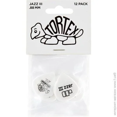  Dunlop Manufacturing  Dunlop 478P0.88 Tortex White Jazz III Player"s Pack 0.88 mm