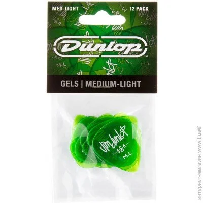  Dunlop Manufacturing  Dunlop 486PML Gels Green Medium Light Player"s Pack (12 .)