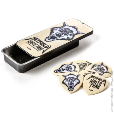 Dunlop Manufacturing  Dunlop PH122T1.14 White Fang Pick Tin 1.14 mm (6 .)