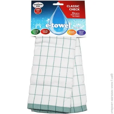    E-Cloth Classic Check Tea Towel 40  60  green (201682)