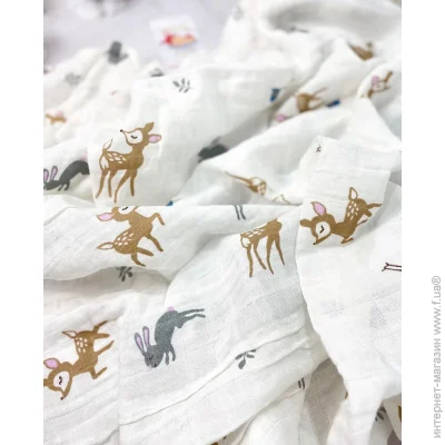 Муслінова пелюшка 110 на 90 (бембі та заяць) Муслінова пелюшка 110 на 90 (бембі та заяць)