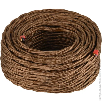 Electraline Кабель текстильний H05VVH2-F 3x0,75 20 м золотий мідь Electraline Кабель текстильний H05VVH2-F 3x0,75 20 м золотий мідь