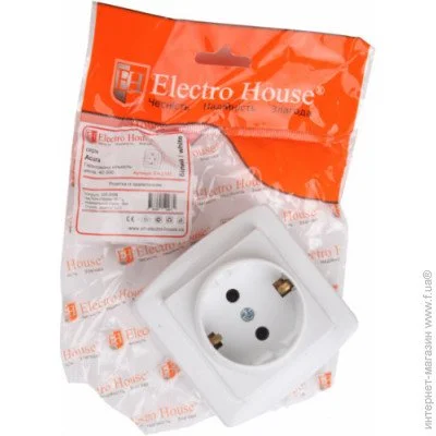 Розетка 1 с заземлением ElectroHоuse Accura белый EH-2145 Розетка 1 с заземлением ElectroHоuse Accura белый EH-2145