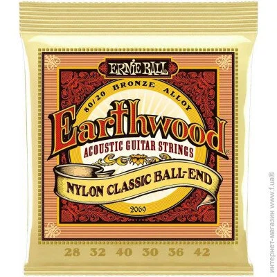       Ernie Ball 2069 Earthwood Folk Nylon Ball End Clear and Gold