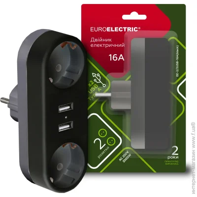 Euroelectric    2 .  EE-2/2USB-16A(black)