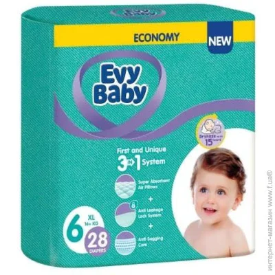 ϳ Evy Baby Baby Diaper  6 XL (16+ ) 28  (8683881000233)
