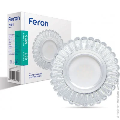 Светильник точечный встраиваемый Feron 7301 с LED подсветкой белый Светильник точечный встраиваемый Feron 7301 с LED подсветкой белый