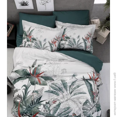    First Choice      3D Digital Satin Duvet Cover Set First Choice - First Choice - 3DS-149 PALM GARDEN OIL GREEN -  -    (31016)