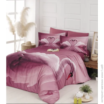    First Choice      3D Digital Satin Duvet Cover Set First Choice - First Choice - 3DS-16 SWAN POWDER -  -  (30952)