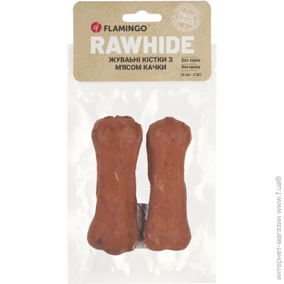 Flamingo Ласощі жувальні кістки обгорнуті м'ясом качки для собак 10 см 2 шт. Flamingo Ласощі жувальні кістки обгорнуті м'ясом качки для собак 10 см 2 шт.