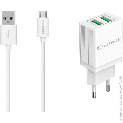  Florence 2USB 2A + microUSB White (FL-1021-WM)