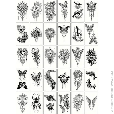 Fresh Tattoo     "  4" black-tattoo-mini-set-4-H