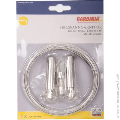 Gardinia Карниз струни Рейс одинарний укомплектований 500 см хром Gardinia Карниз струни Рейс одинарний укомплектований 500 см хром