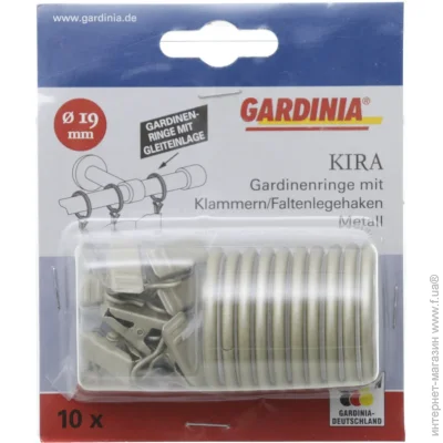 Gardinia Кольцо Kira с прищепкой и крючком для карниза диаметром d19 мм шампань 10 шт. Gardinia Кольцо Kira с прищепкой и крючком для карниза диаметром d19 мм шампань 10 шт.