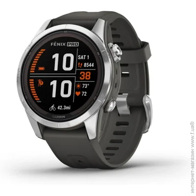 - Garmin Fenix 7S Pro Solar Silver w. Graphite Band (010-02776-00/01) (Global)