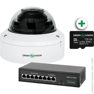 Green Vision Комплект видеонаблюдения с функцией распознавания лиц на 1 IP камеру GV-804 Green Vision Комплект видеонаблюдения с функцией распознавания лиц на 1 IP камеру GV-804