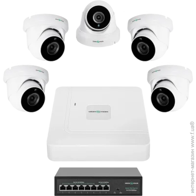 Green Vision Комплект відеоспостереження на 5 камер GV-IP-K-W82/05 5MP Green Vision Комплект відеоспостереження на 5 камер GV-IP-K-W82/05 5MP