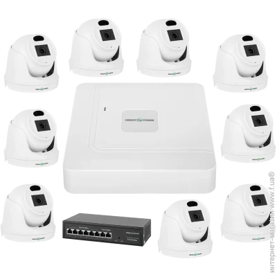 Green Vision Комплект відеоспостереження на 9 камер GV-IP-K-W72/09 3MP Green Vision Комплект відеоспостереження на 9 камер GV-IP-K-W72/09 3MP