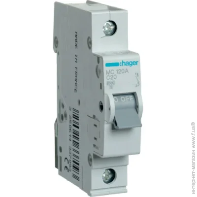 Hager   1P 6kA C-20A 1M MC120A